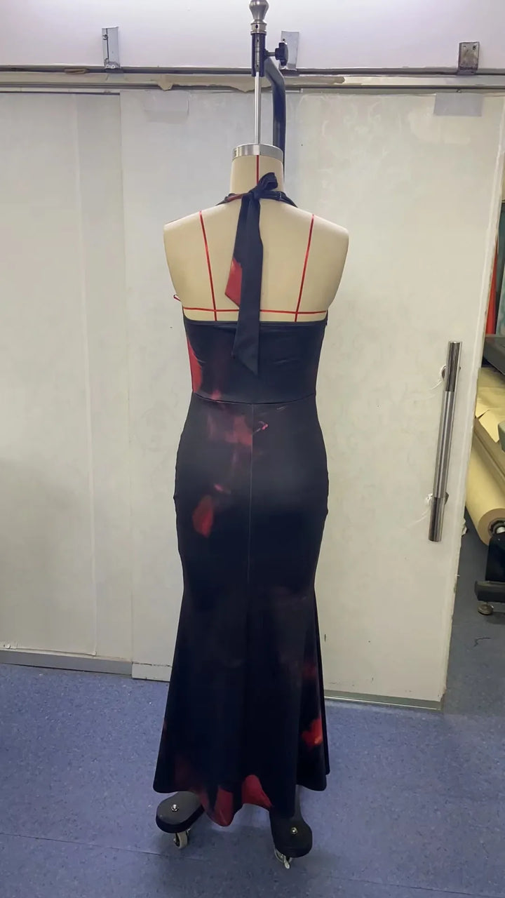 Maxi Dress with Dropped Collar and Open Back - Azariah