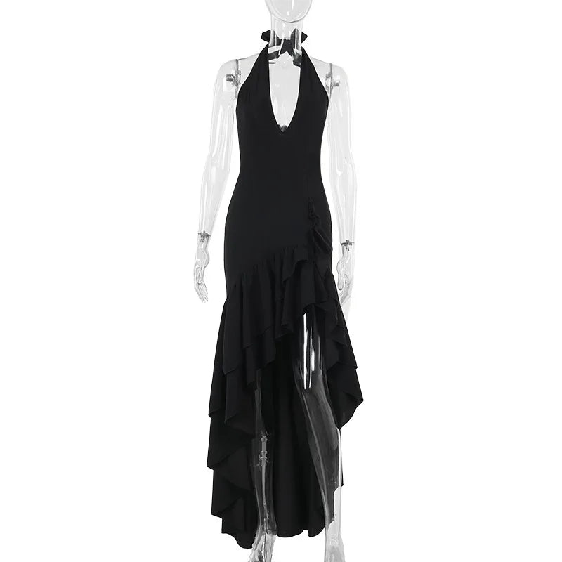 Maxi Dress with Ruffle and Open Back - Rosalina