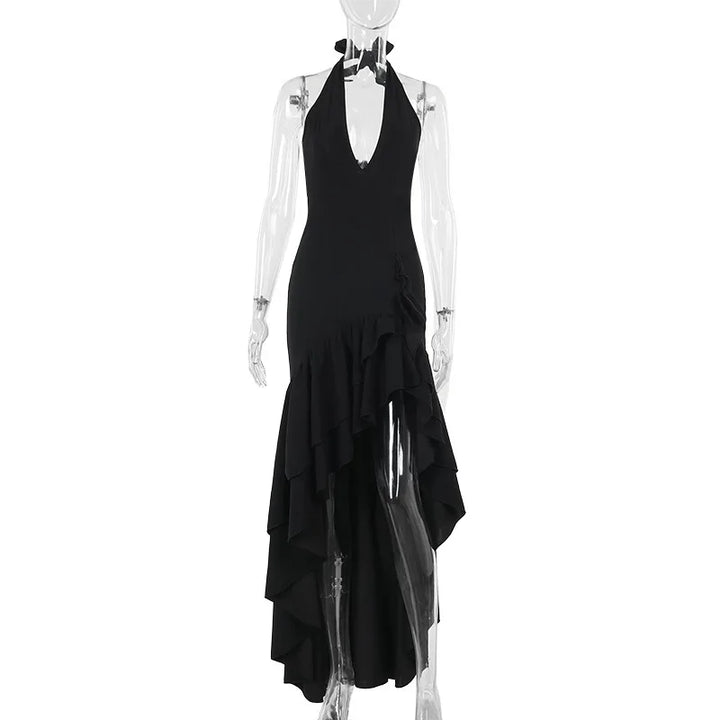 Maxi Dress with Ruffle and Open Back - Rosalina