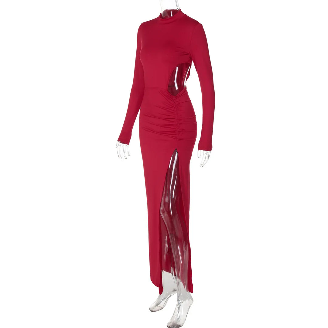 Maxi Dress with Waist Cutout and Deep Slit - Izabella