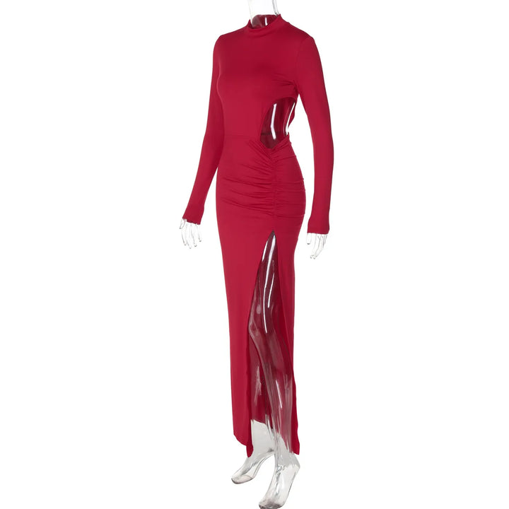 Maxi Dress with Waist Cutout and Deep Slit - Izabella