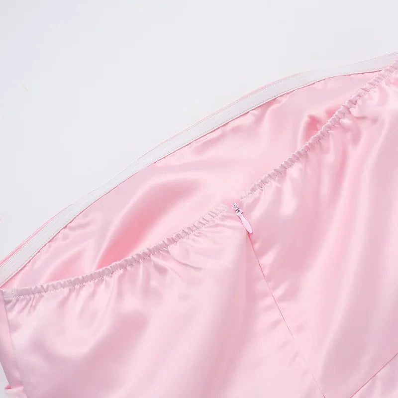 Strapless Satin Mini Dress with Train Detail - Maggie
