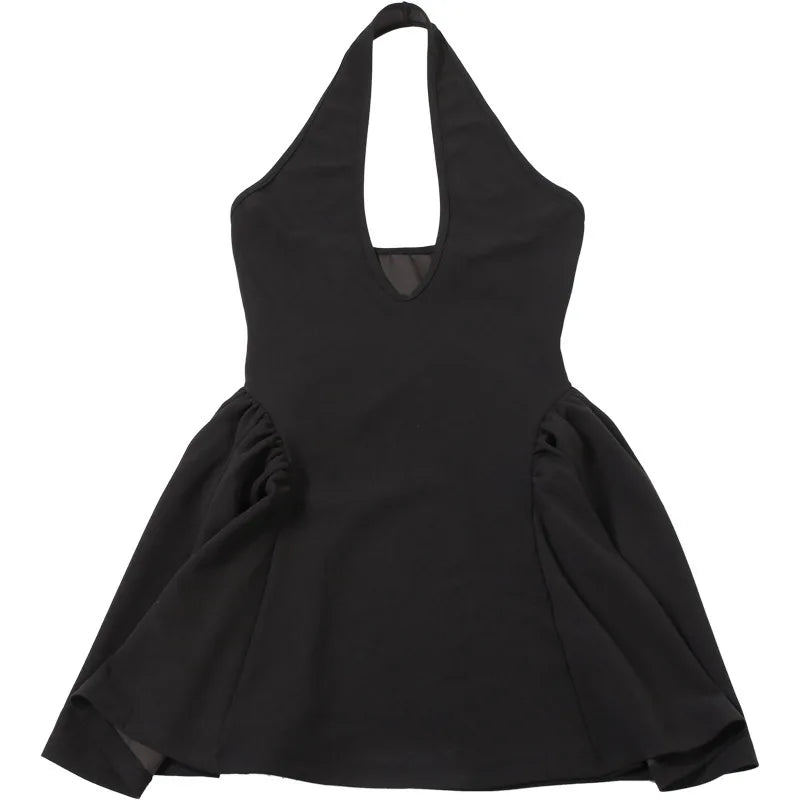 Fitted A-line Mini Dress with V-Neck Collar - Marlowe