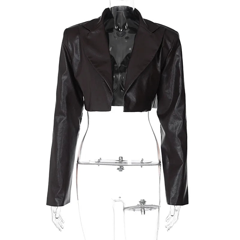 Short Leather Blazer Jacket - Oshi