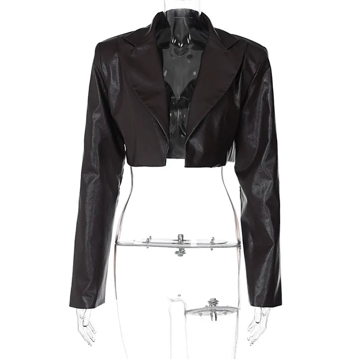 Short Leather Blazer Jacket - Oshi
