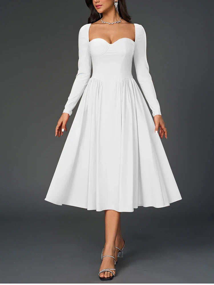 A-line Midi Dress with Rustic Design - Giuliana