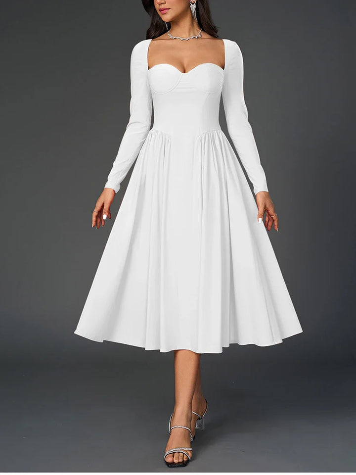 A-line Midi Dress with Rustic Design - Giuliana