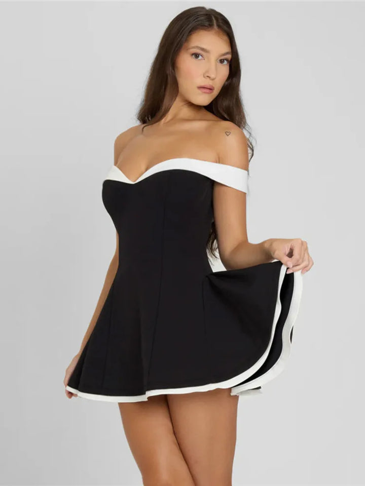 Mini A-line dress with off-shoulder - Margo