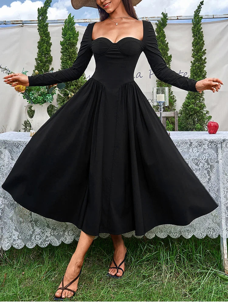 A-line Midi Dress with Rustic Design - Giuliana