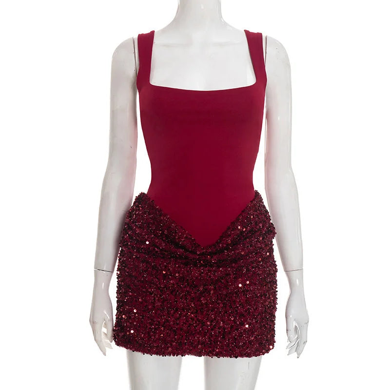 Mini Dress with Sequin Design - Rozan