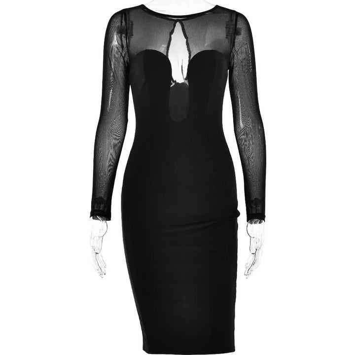 Midi Dress with Chiffon Detail - Tanir
