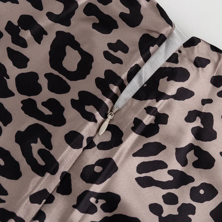 Leopard print satin maxi skirt - TAY