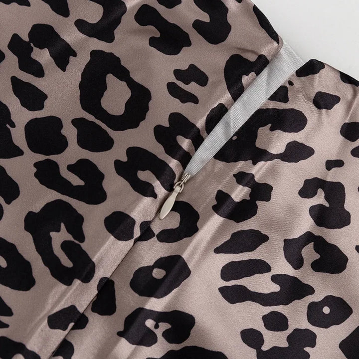 Leopard print satin maxi skirt - TAY