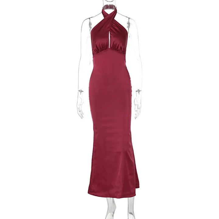Elegant Maxi Dress with Cross Design and Open Back - Rachel