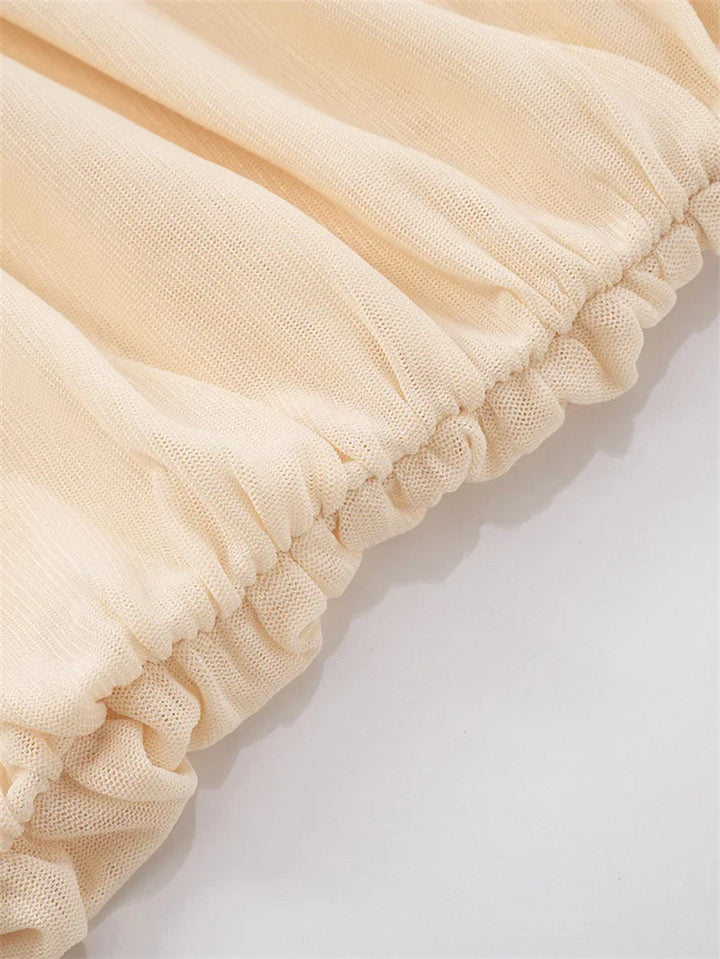 Maxi chiffon dress with ruffles and asymmetric design with matching scarf detail - Milka