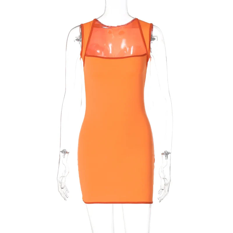 Fitted Mini Dress - Brick