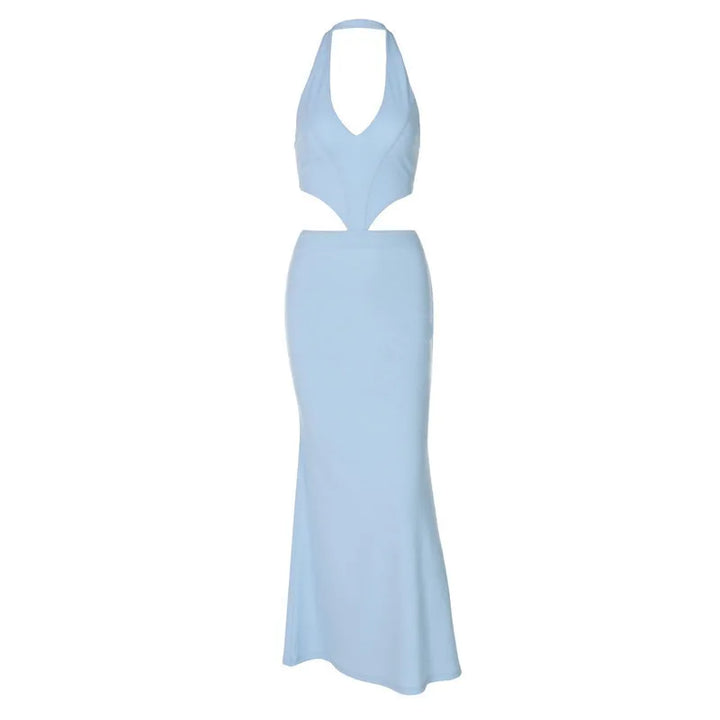 Open Back Maxi Dress - Light Blue