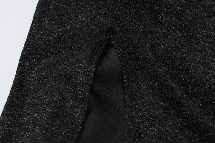 Sequin Maxi Dress with Slit and Open Back Tie Detail - Leila