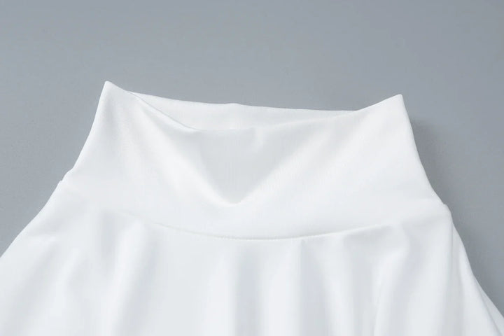 Maxi Dress with Gathered Turtleneck Collar and Slit Embellishment - Brianna