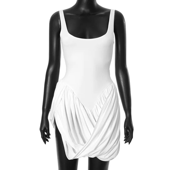 Pleated Mini Dress with Slit Design - Ronali