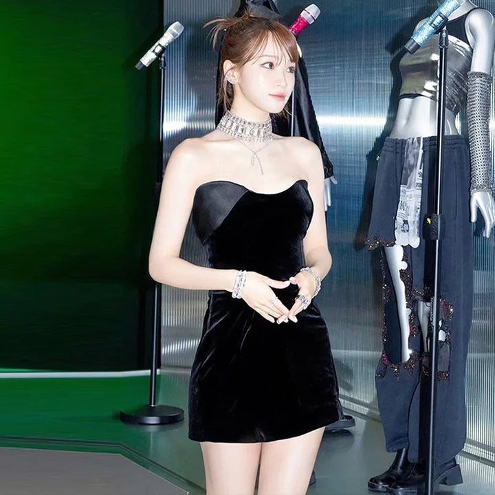 Velvet Strapless Mini Dress - Dorin