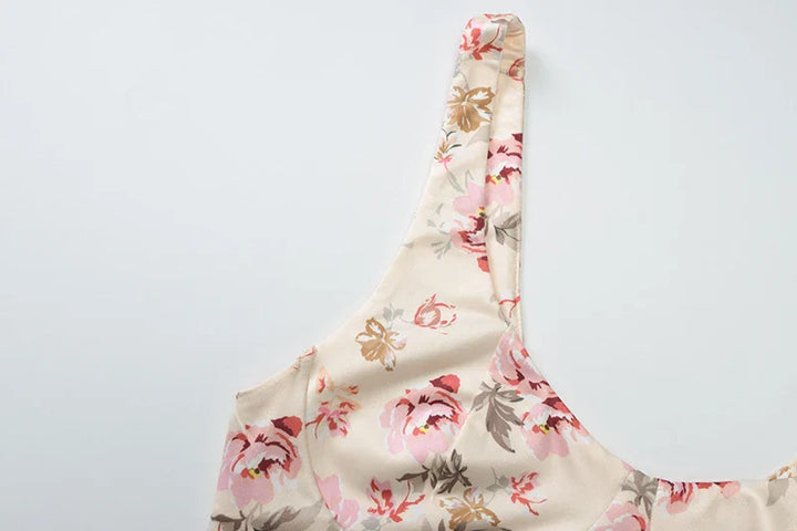 Fitted floral maxi dress with open back - Felicia