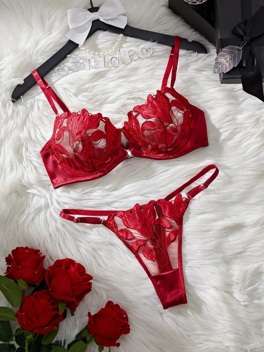 Sheer Set with Leaf Embroidery - Molly