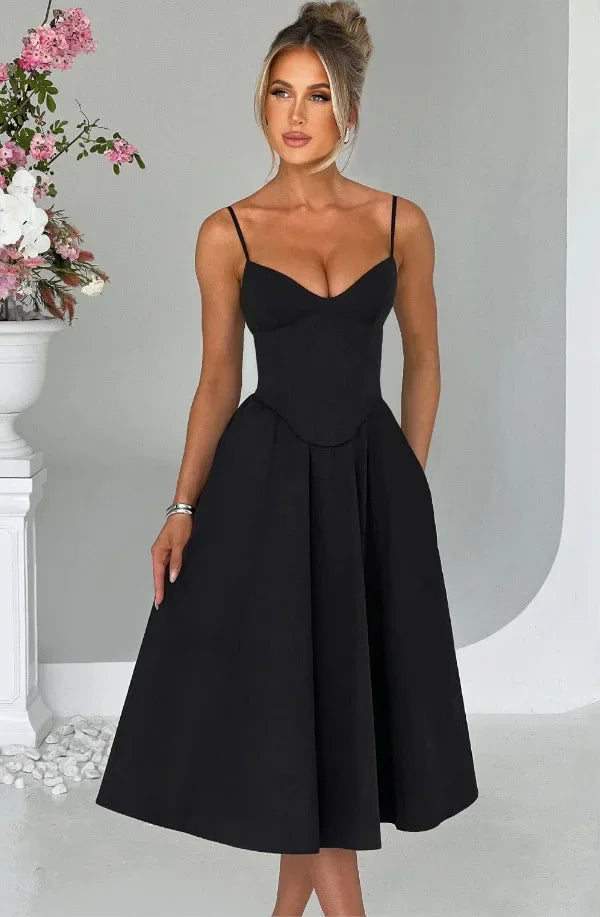 Midi Dress with A-Line and Classic Design - Nataly