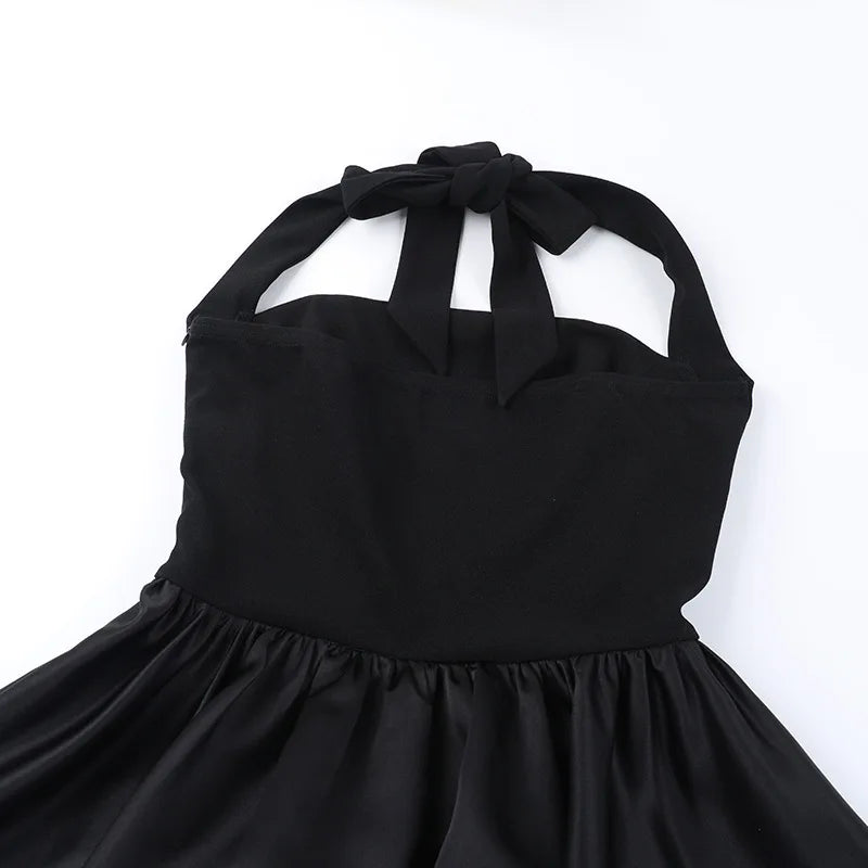 Balloon Mini Dress with Neck Tie and Satin Skirt - Mikaela