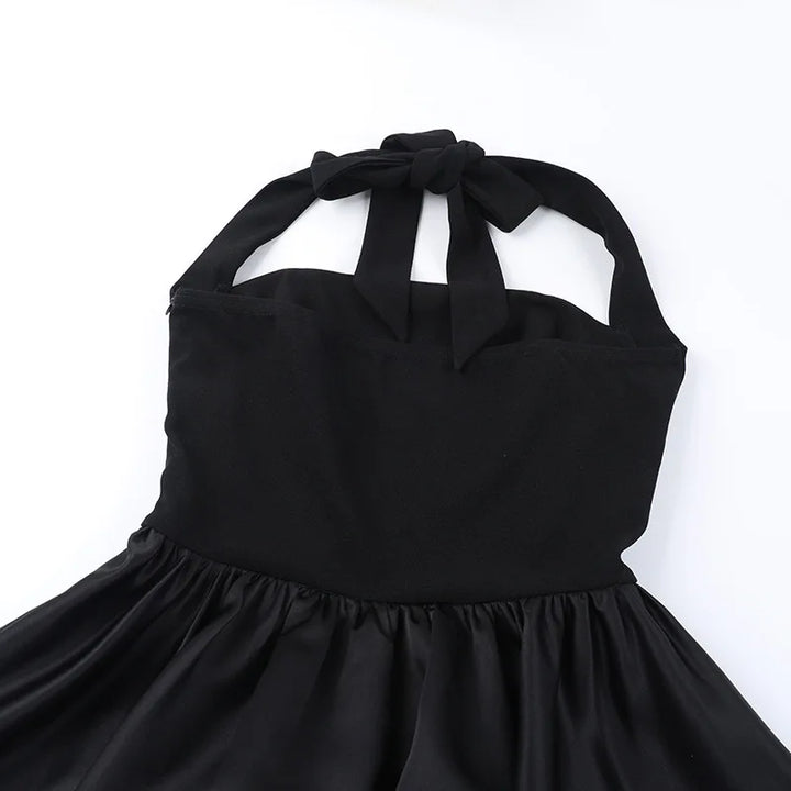Balloon Mini Dress with Neck Tie and Satin Skirt - Mikaela