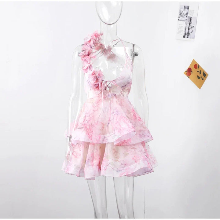 3D Floral Ruffled Mini Dress - Isabella
