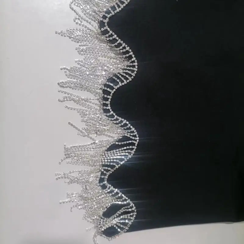 Fitted Mini Dress with Sparkling Fringe Decoration - Star