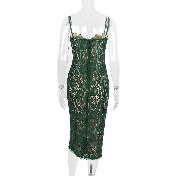 Fitted Lace Midi Dress - Barbara