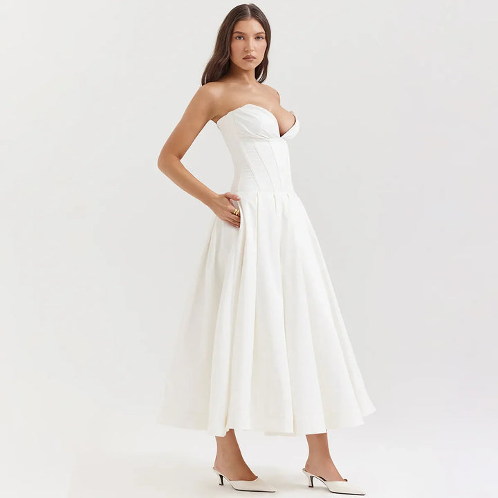 Strapless Midi Dress with Pockets - Fanny