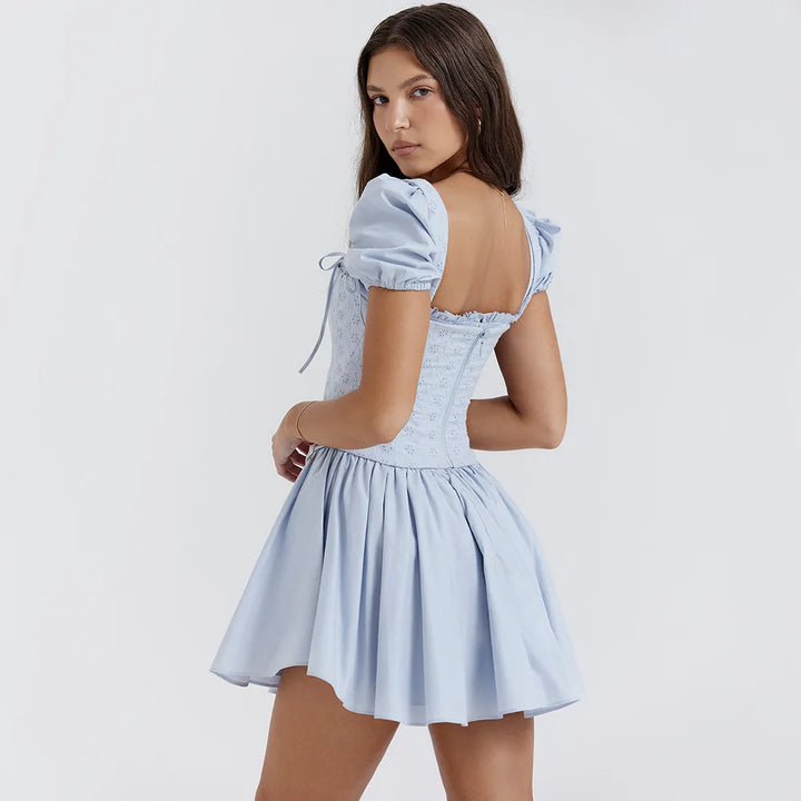Country-style mini dress with corset design - Techelet