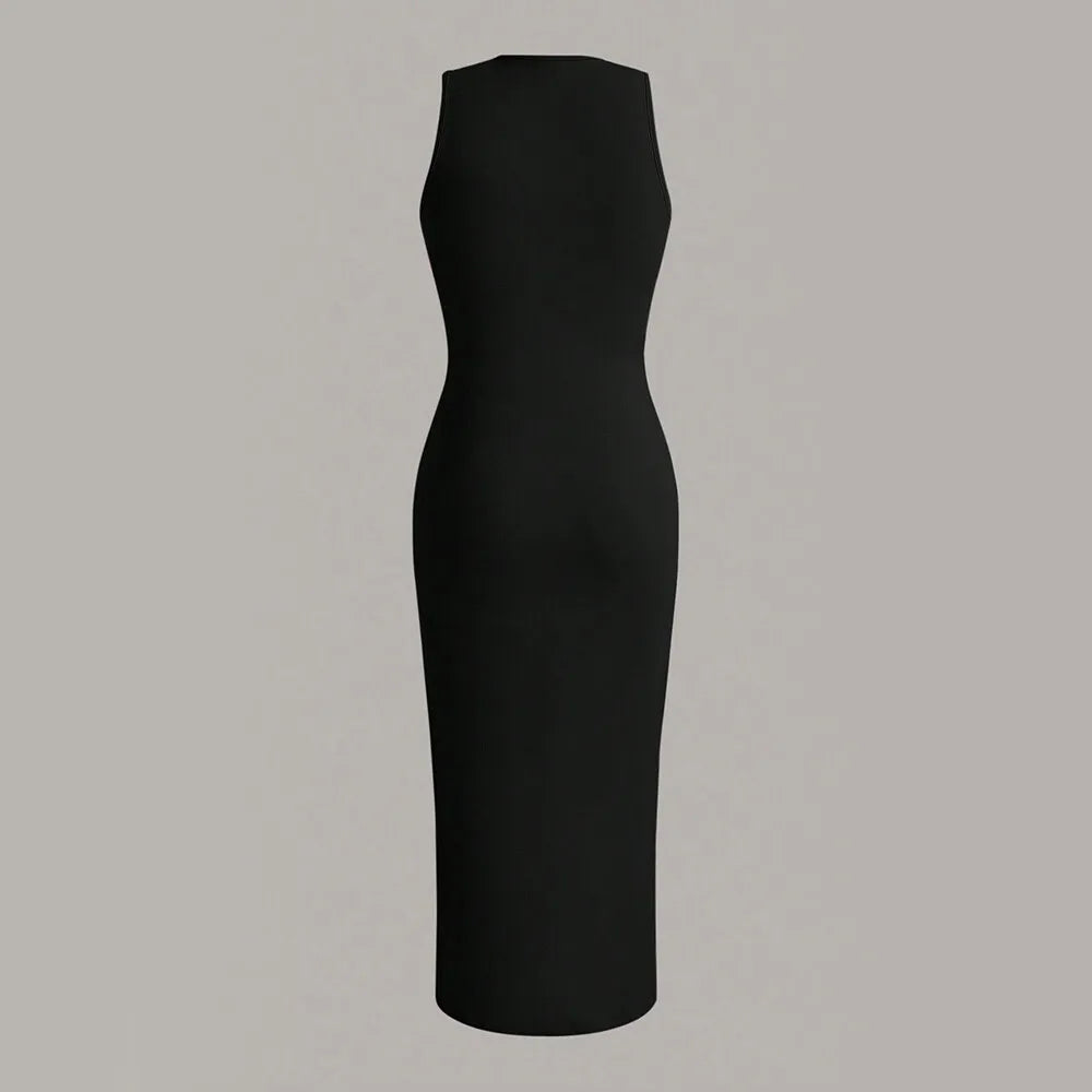 Fitted midi dress with shaping fabric - Novah