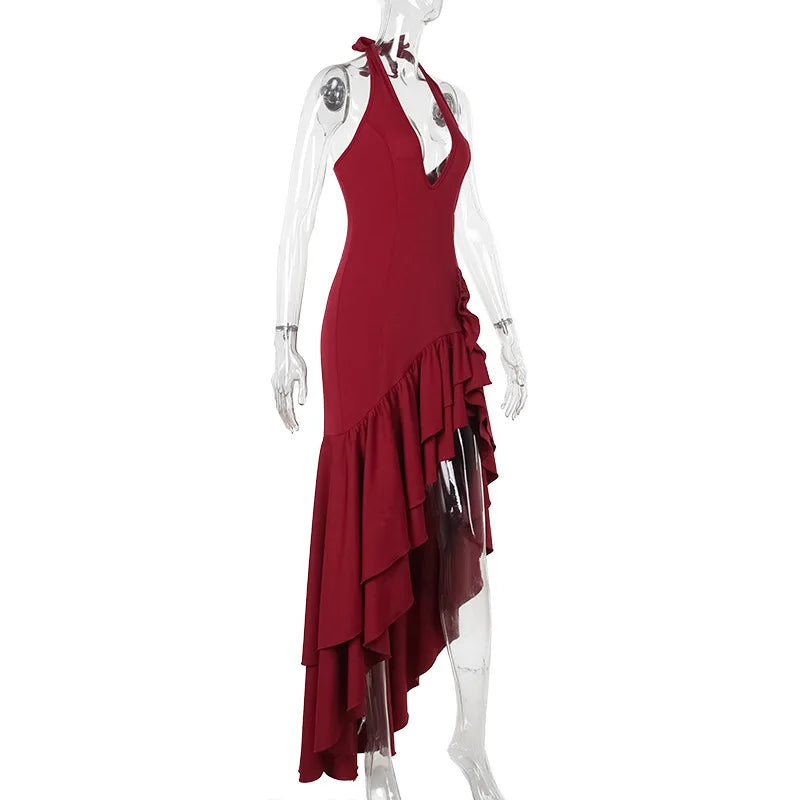 Maxi Dress with Ruffle and Open Back - Rosalina