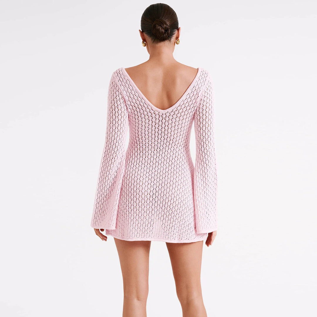 Mini beach mesh dress with pin decoration - Coralie
