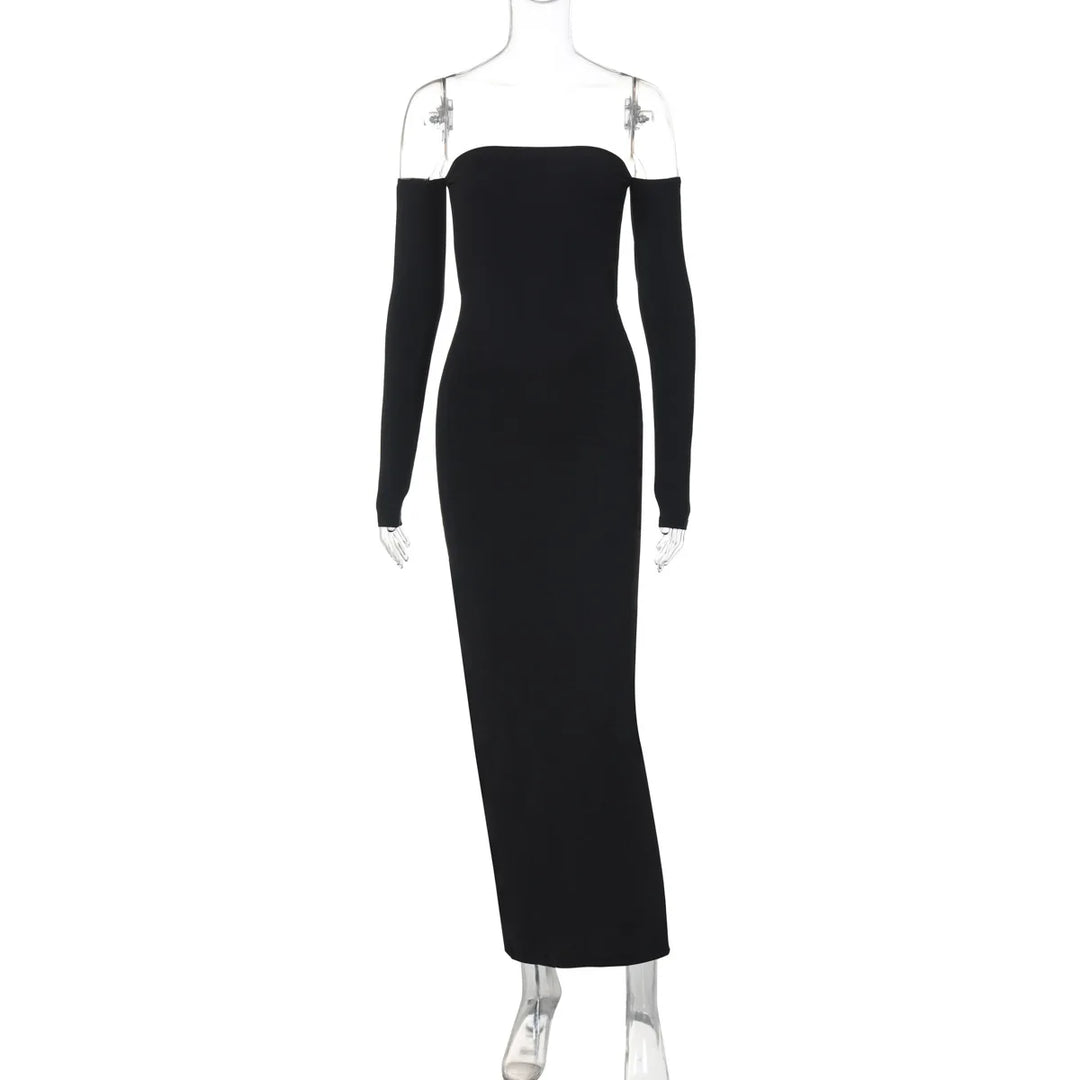 Fitted Shaping Fabric Maxi Dress with Open Back - Avera