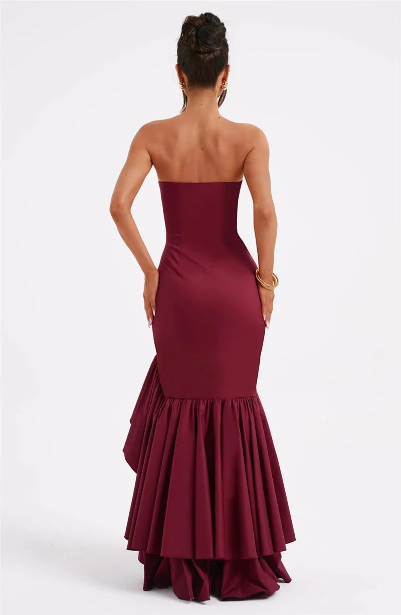 Maxi strapless ruffled dress with slit design - Rita