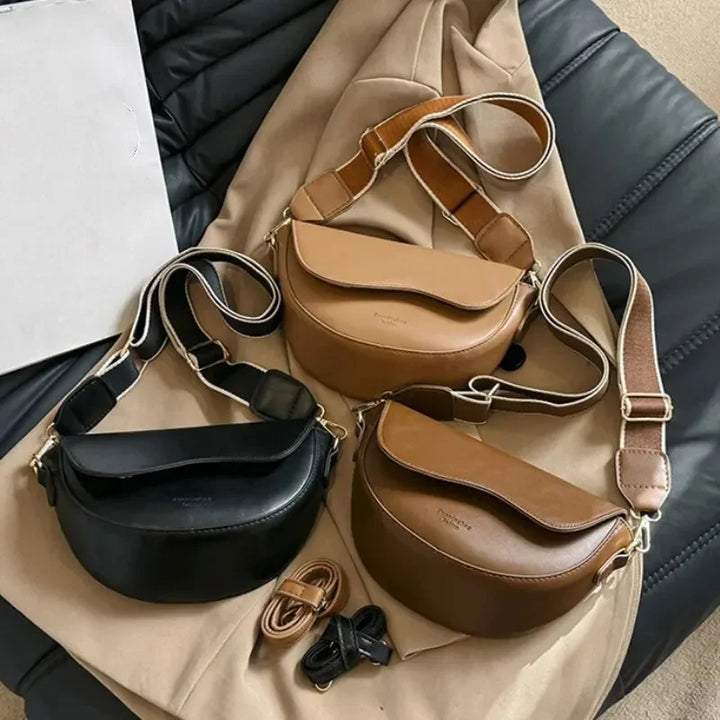Faux leather bag with thick strap