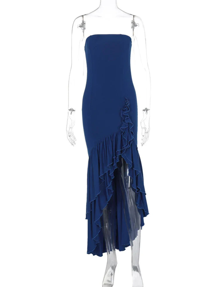 Maxi strapless ruffled dress with slit design - Rita