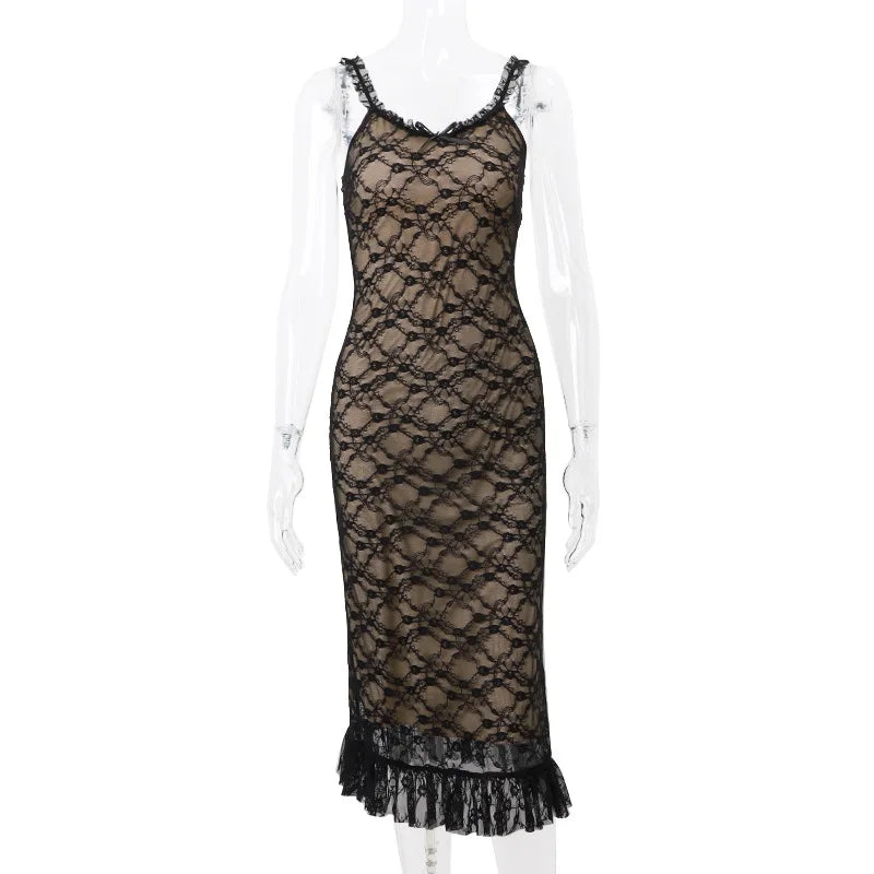 Midi Lace Dress with Bow Detail - Rachel