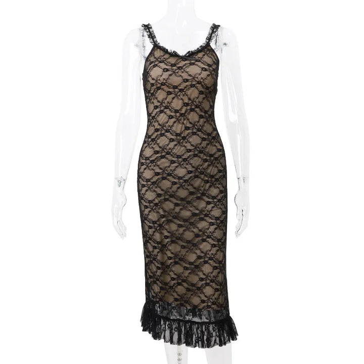 Midi Lace Dress with Bow Detail - Rachel