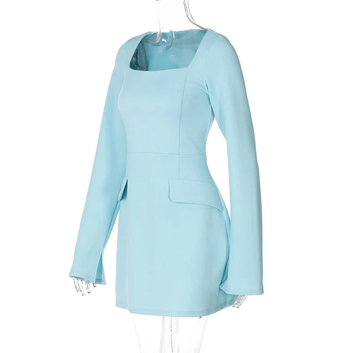 Tailored A-line mini dress with back tie waist and pocket detail - Yar
