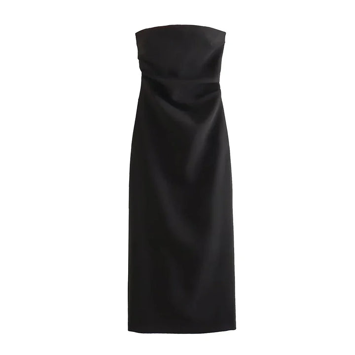Strapless Midi Dress with Pleated Design - Emmy