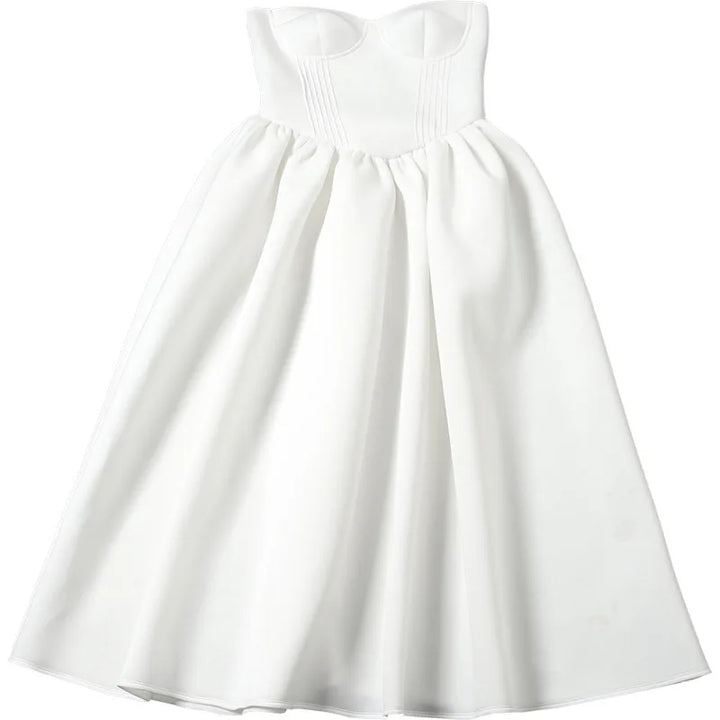Strapless Midi Dress with A-Line and Elegant Design - Simone