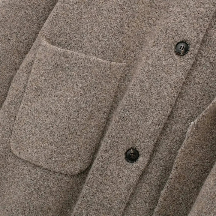 Wool Coat with Scarf Design, Button and Pocket Details - Lorenzo
