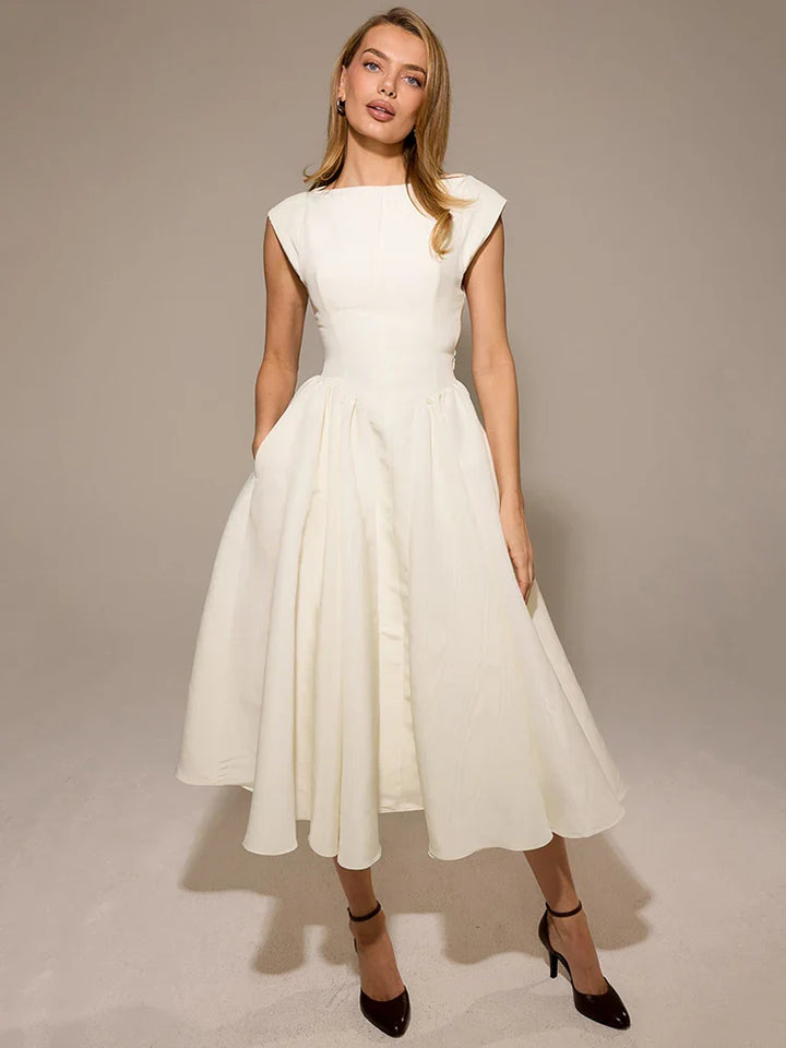 A-Line Midi Dress with Open Back - Rona Lee