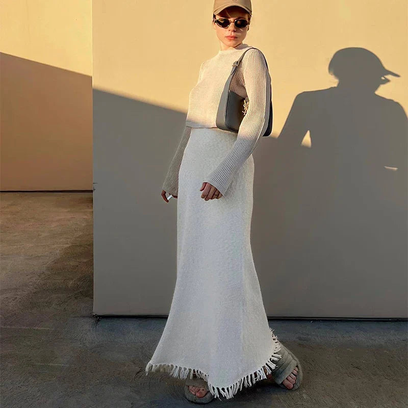 Knitted Maxi Dress with Tassel Decoration - Fiona